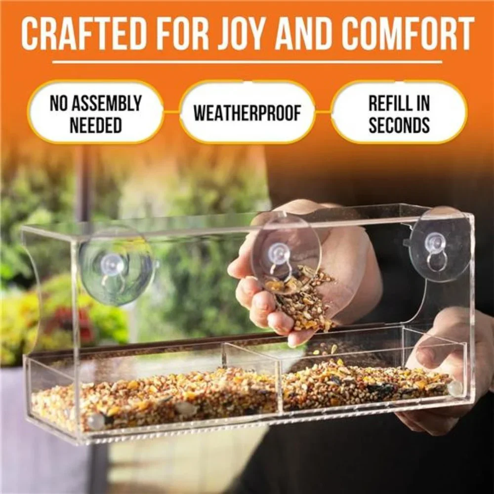 Window Bird Feeder with Strong Suction Cups,Clear Window BirdFeeders for Outside